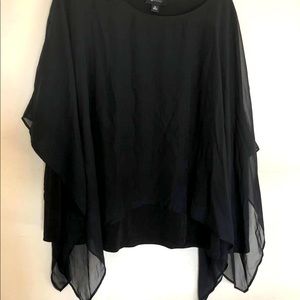 Boat neck long sleeve tiered chiffon cape blouse size xl